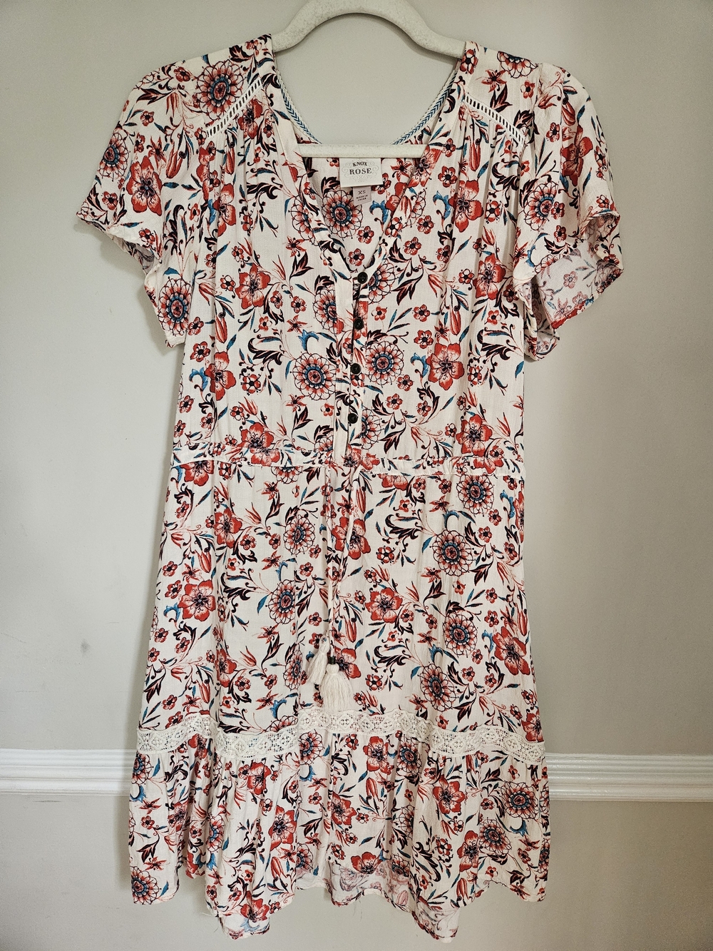 Knox Rose White Floral Mini Dress Size XS